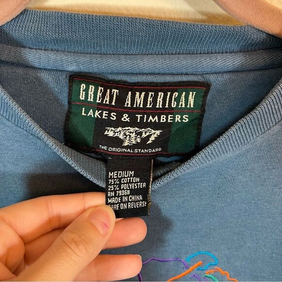 Great American Blue Embroidered Colorado Skier Ski Sweatshirt Medium - Picture 3 of 13